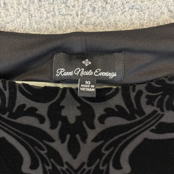 Y2k Velvet Burnout Dress 10 Black Witchy Dark Romantic Feminine Bell Sleeves - Picture 5 of 10